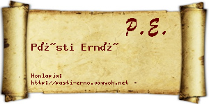 Pásti Ernő névjegykártya